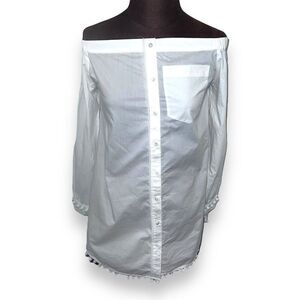 Derek Lam 10 Crosby Off The Shoulder Shirt White Size 6